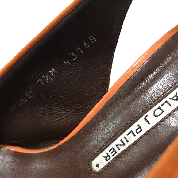 Donald J Pliner Sling Back Rust Orange Suede Wedge - Picture 9 of 14